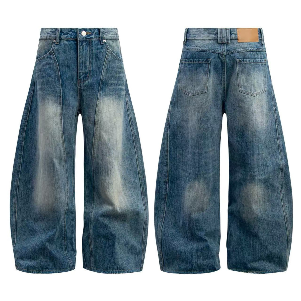 Washed Wide-Leg Baggy Jeans