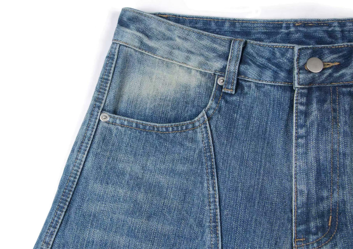 Washed Wide-Leg Baggy Jeans