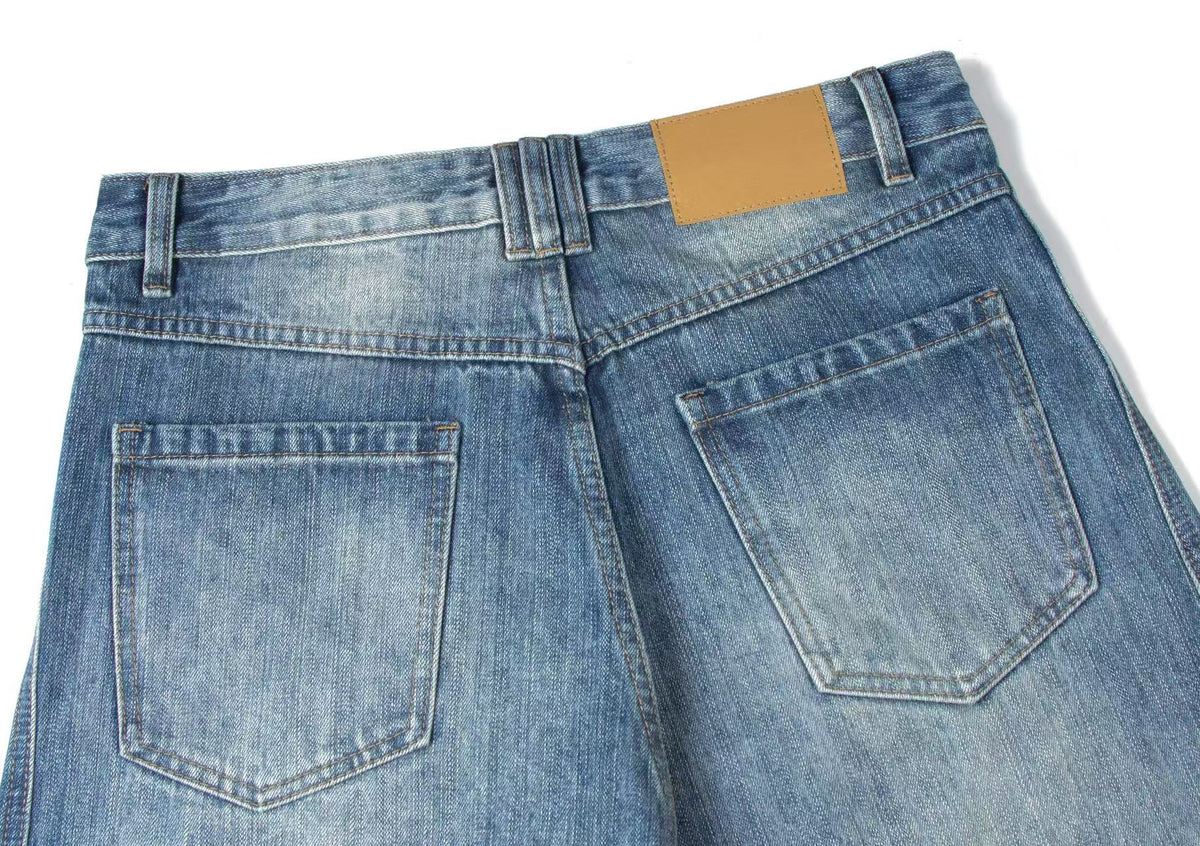Washed Wide-Leg Baggy Jeans