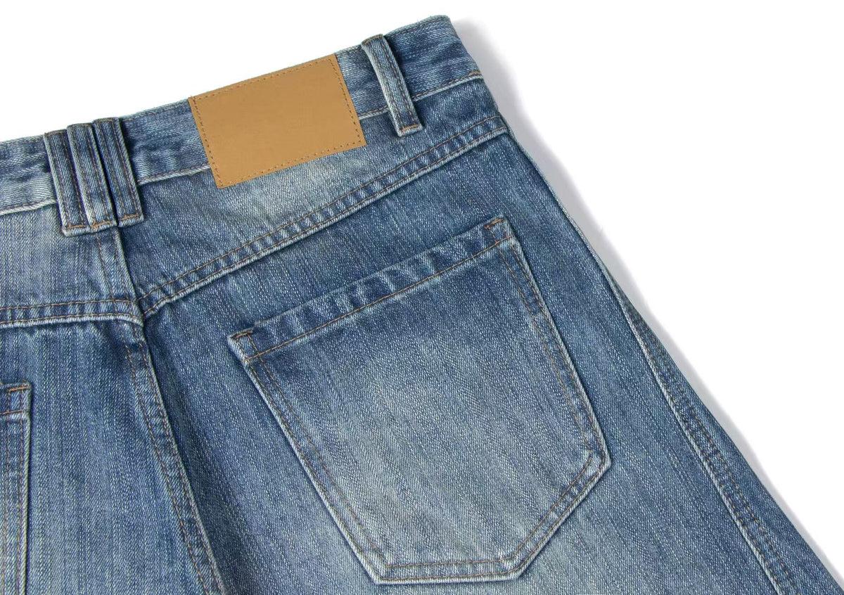 Washed Wide-Leg Baggy Jeans