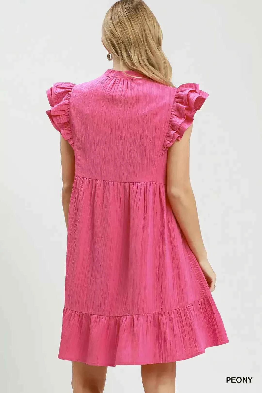 Umgee Ruffle Sleeve Babydoll Dress