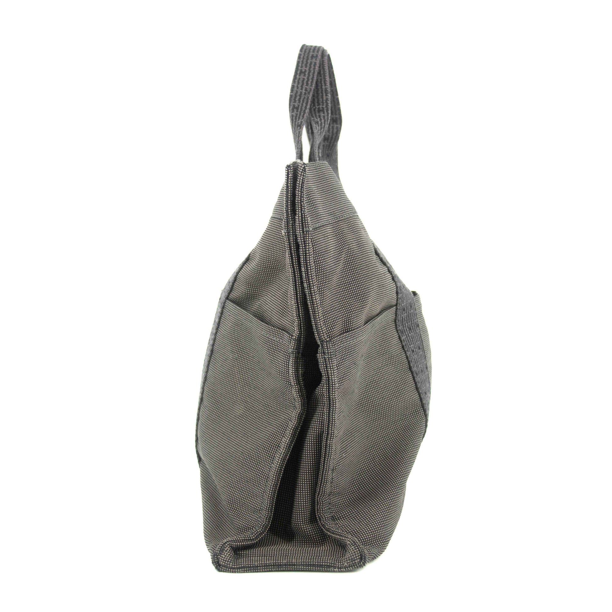 Hermes Herline MM Grey Canvas Tote Bag #4781