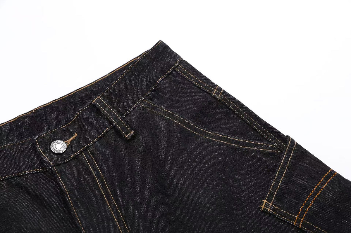 Distressed Denim Knee-Length Jorts