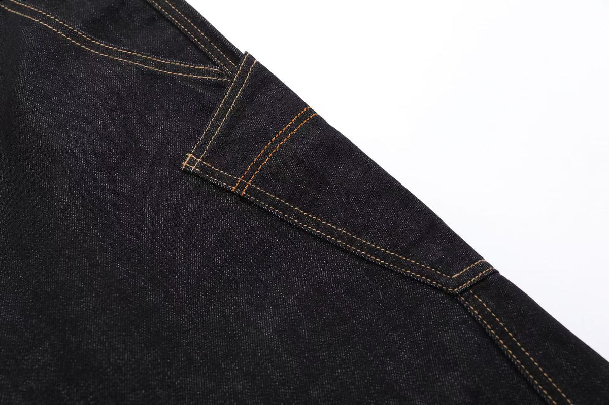 Distressed Denim Knee-Length Jorts