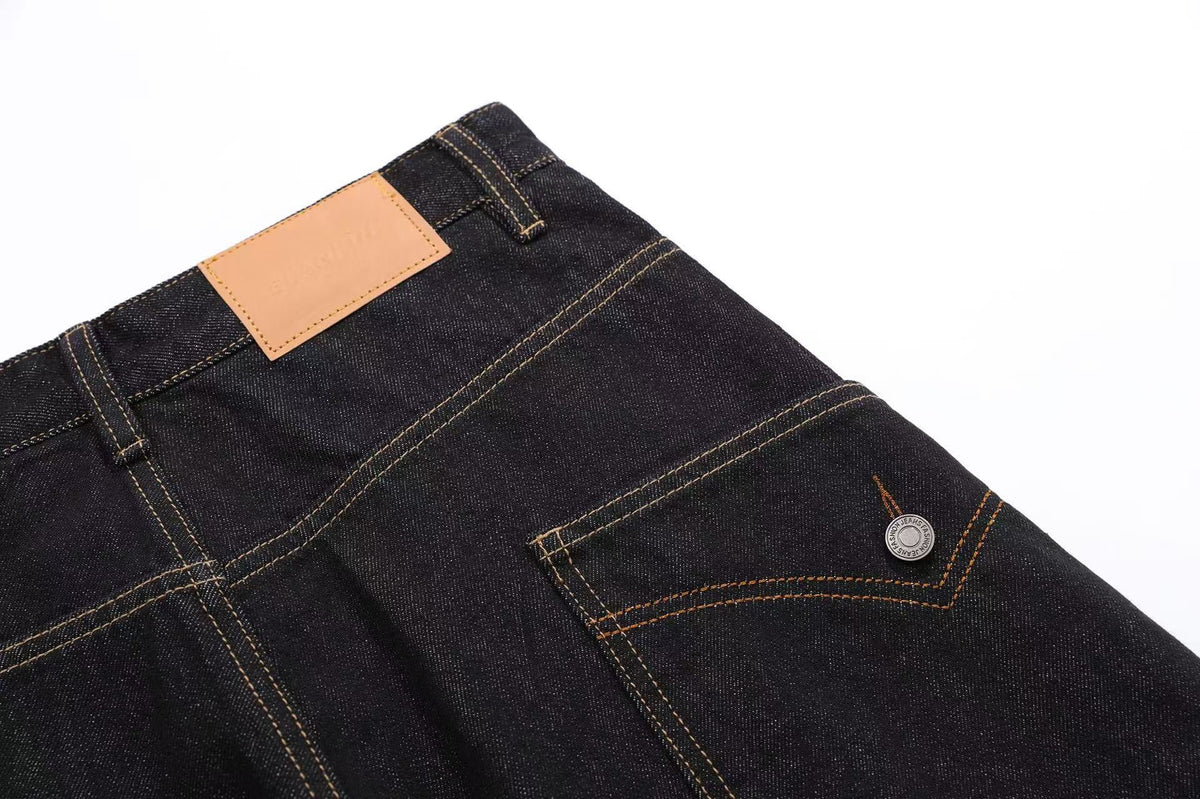 Distressed Denim Knee-Length Jorts