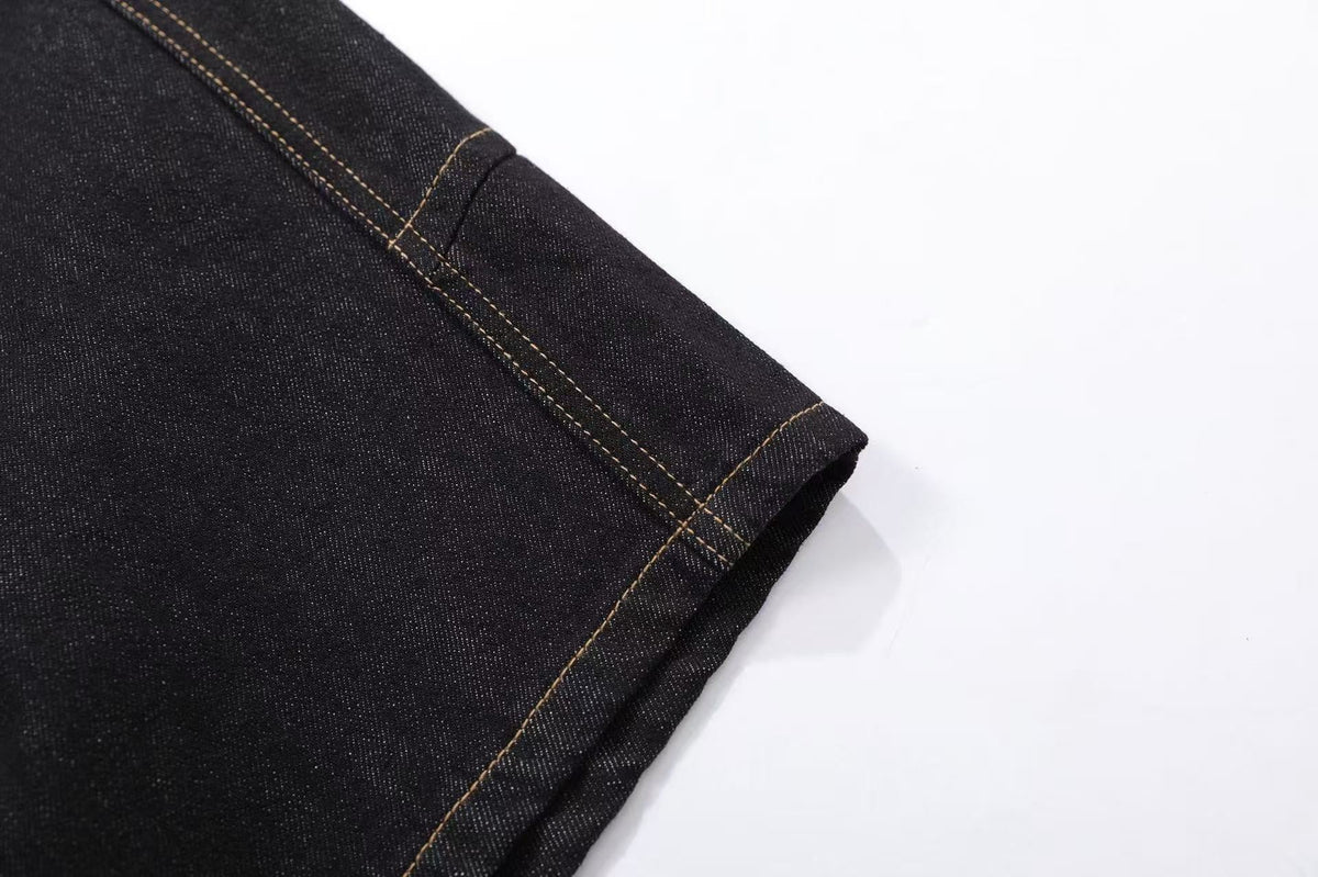 Distressed Denim Knee-Length Jorts