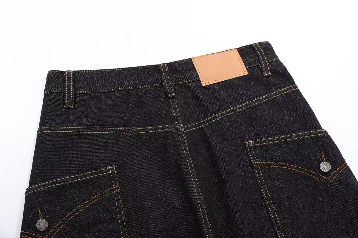 Distressed Denim Knee-Length Jorts