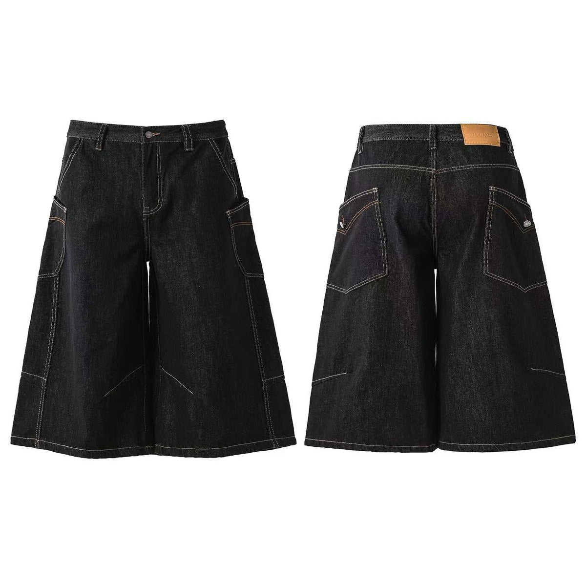Distressed Denim Knee-Length Jorts