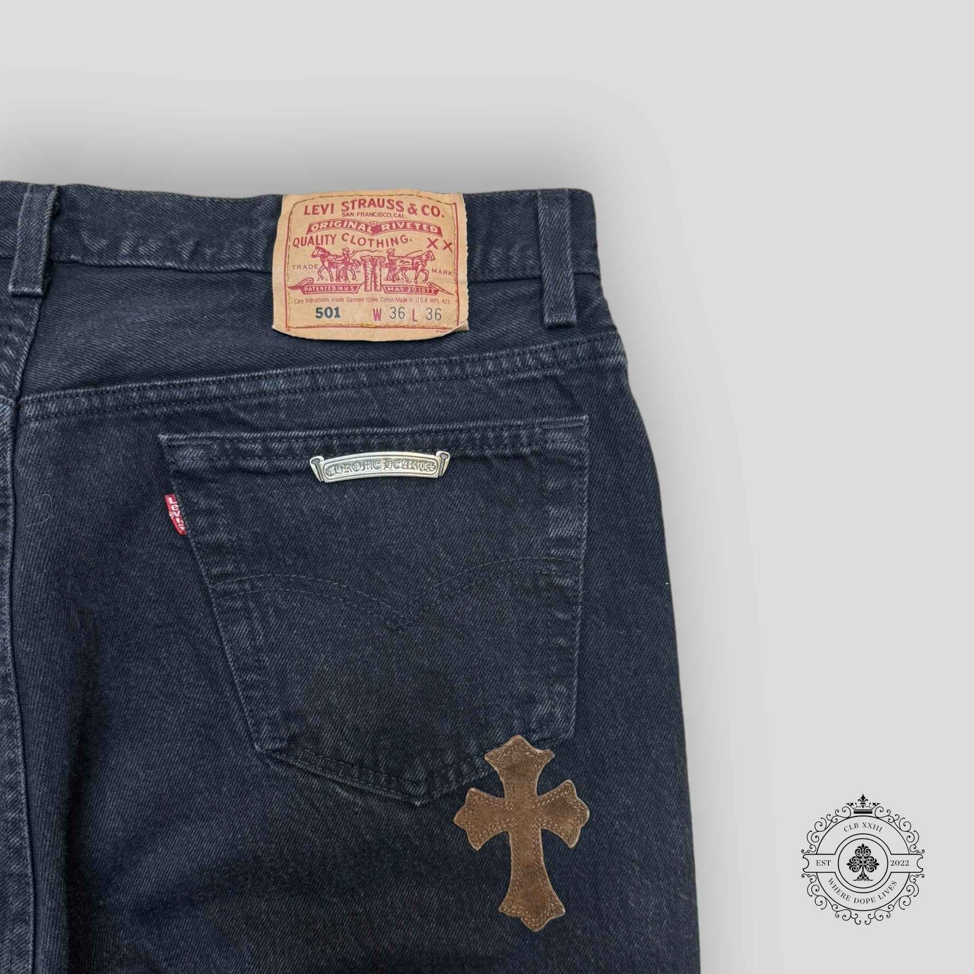 Chrome Hearts Green / Brown Cross Patch Jeans