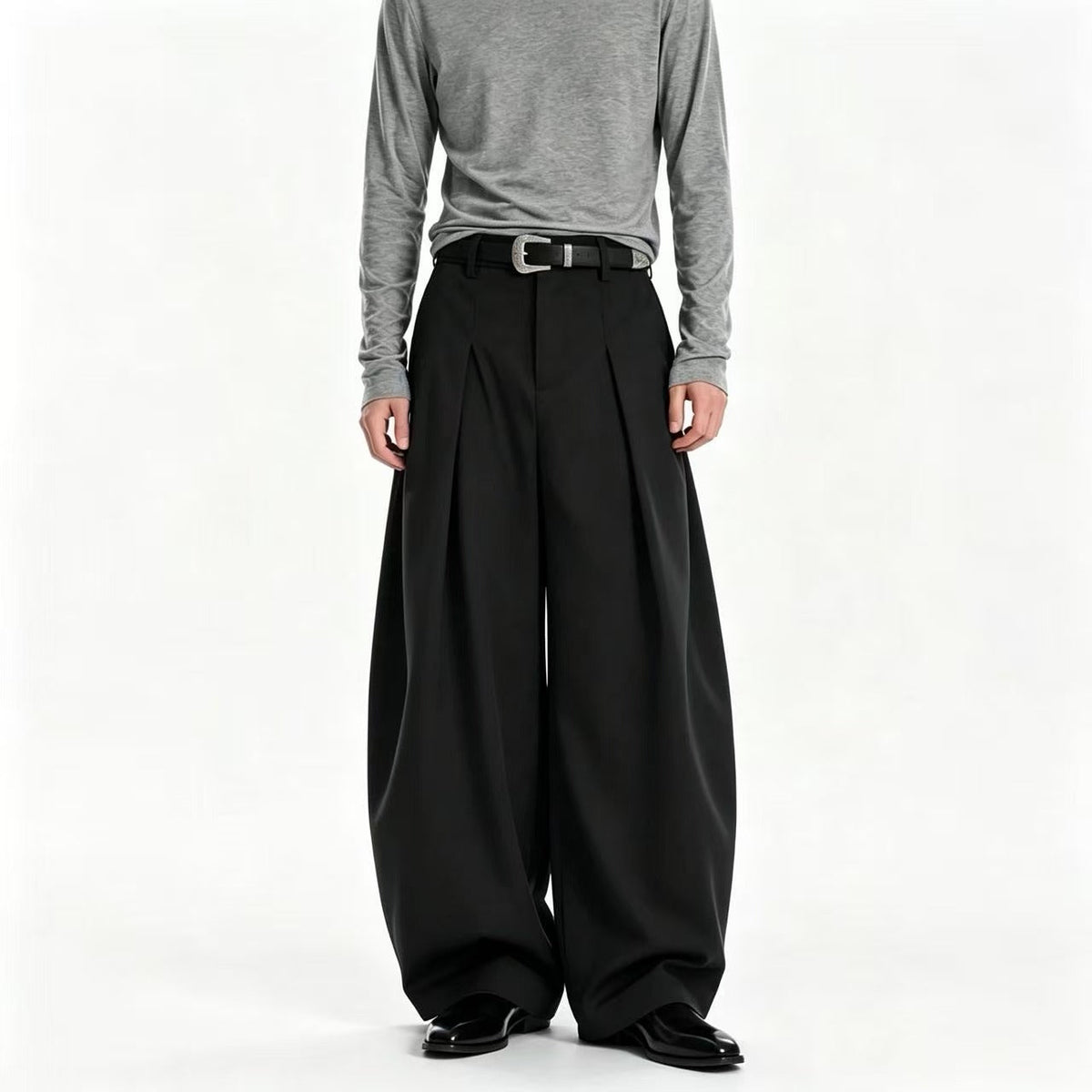 Unisex Pleated Balloon Wide-Leg Baggy Suit Pants