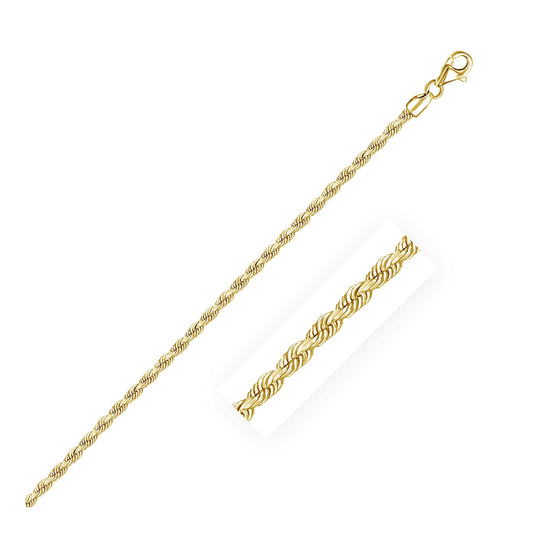 Yellow Gold Solid Diamond Cut Rope Chain - 2.5mm Luxury