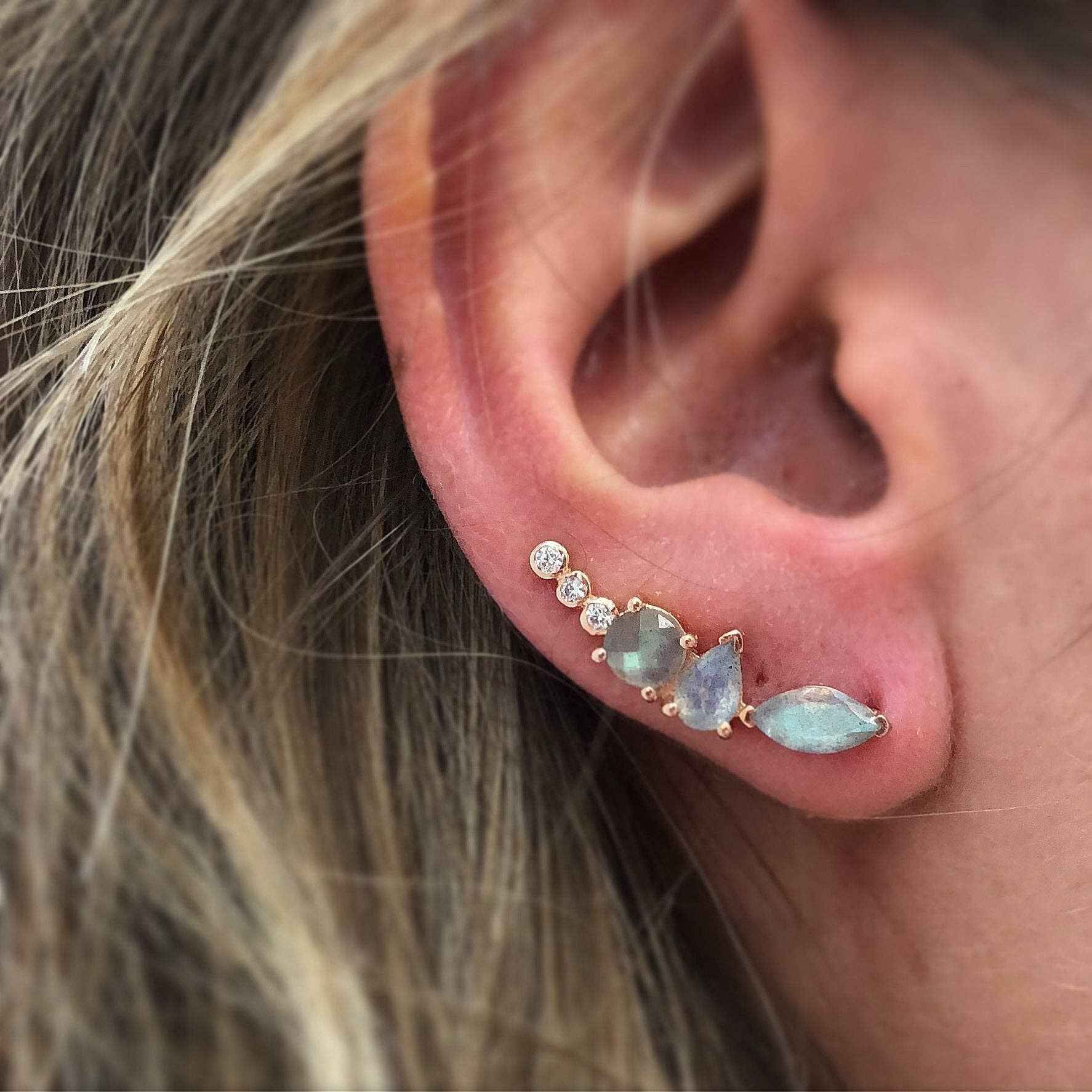 Rose Gold Labradorite Wing Climbers
