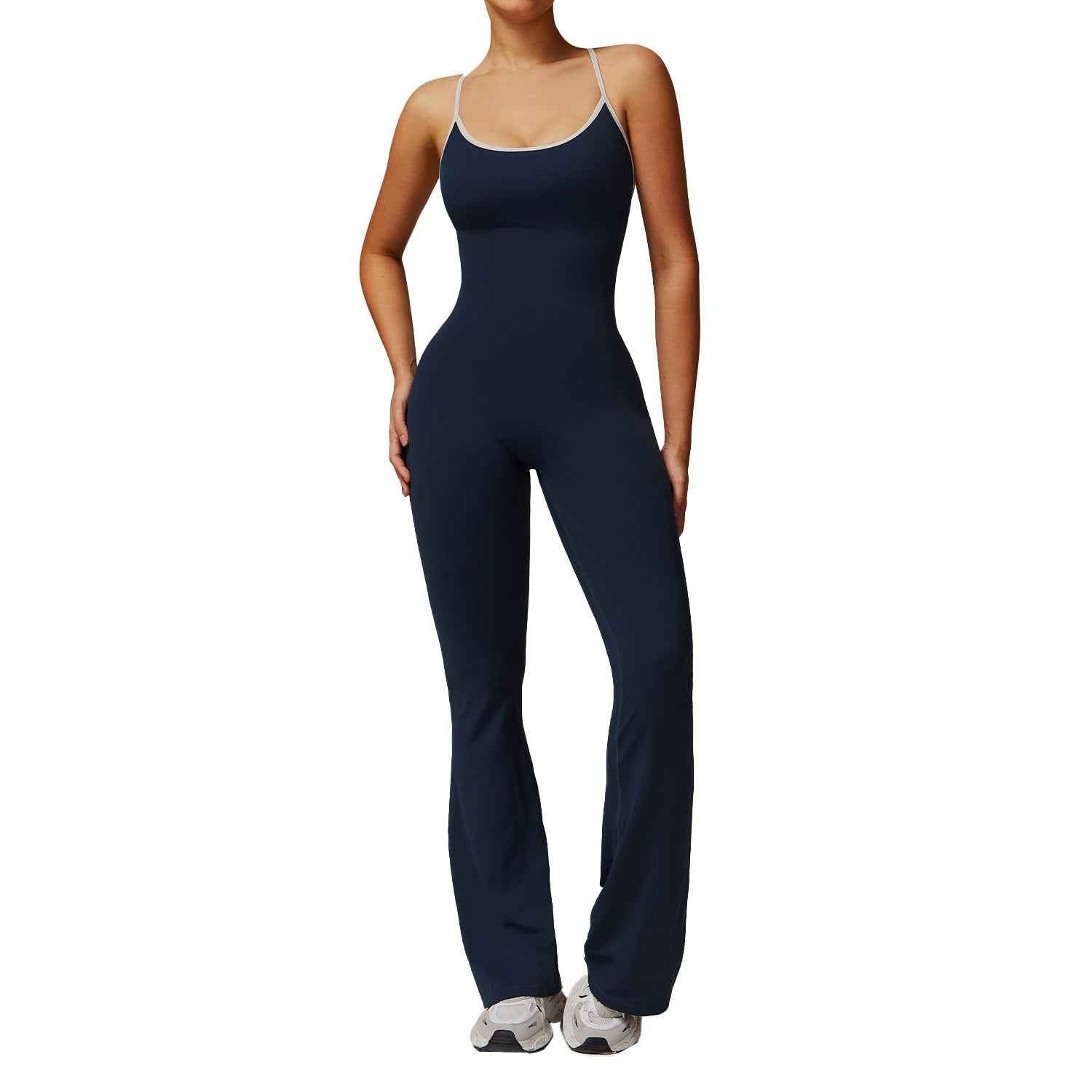 Cross back trumpet jumpsuit