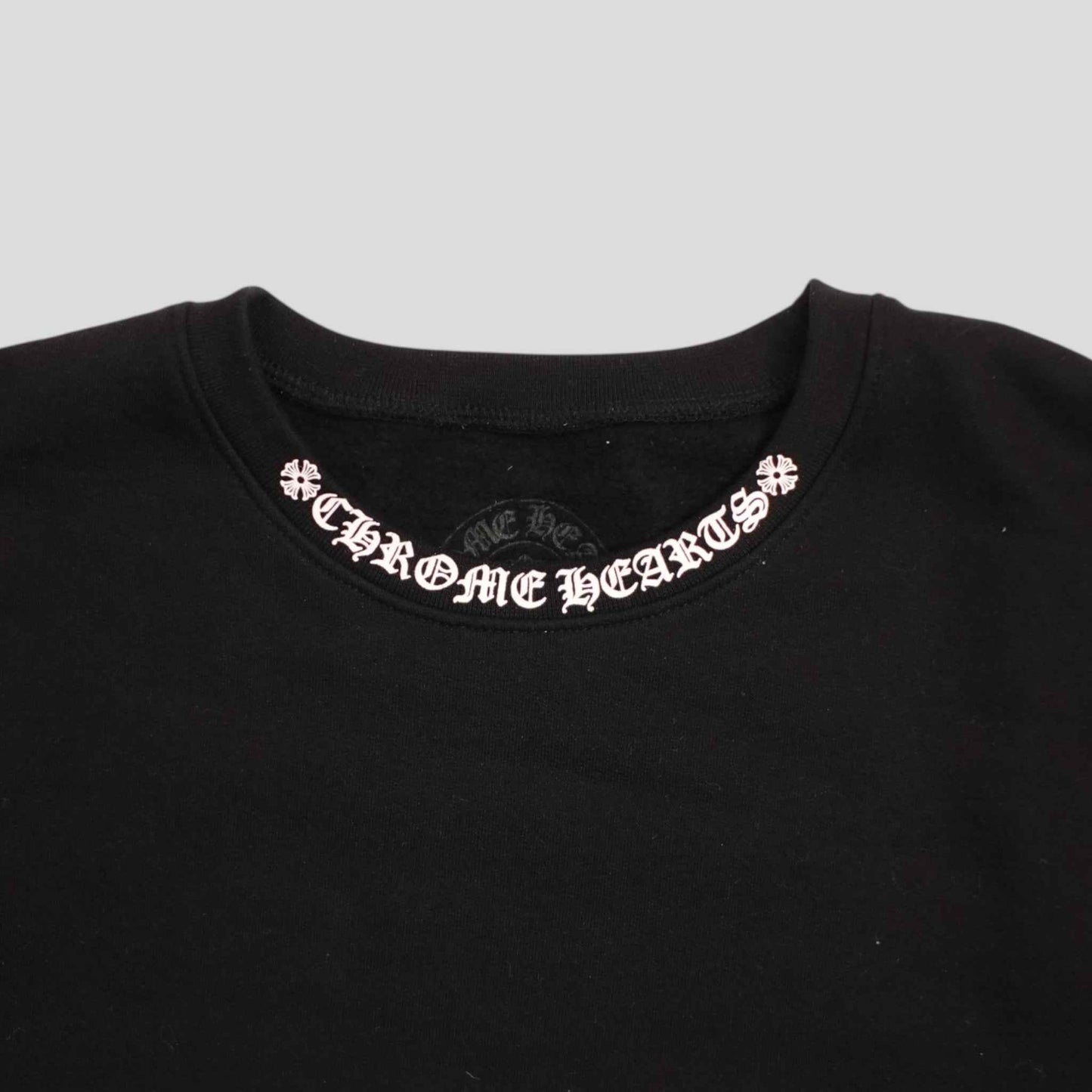 CHROME HEARTS NECK LOGO CREWNECK SWEATSHIRT - BLACK