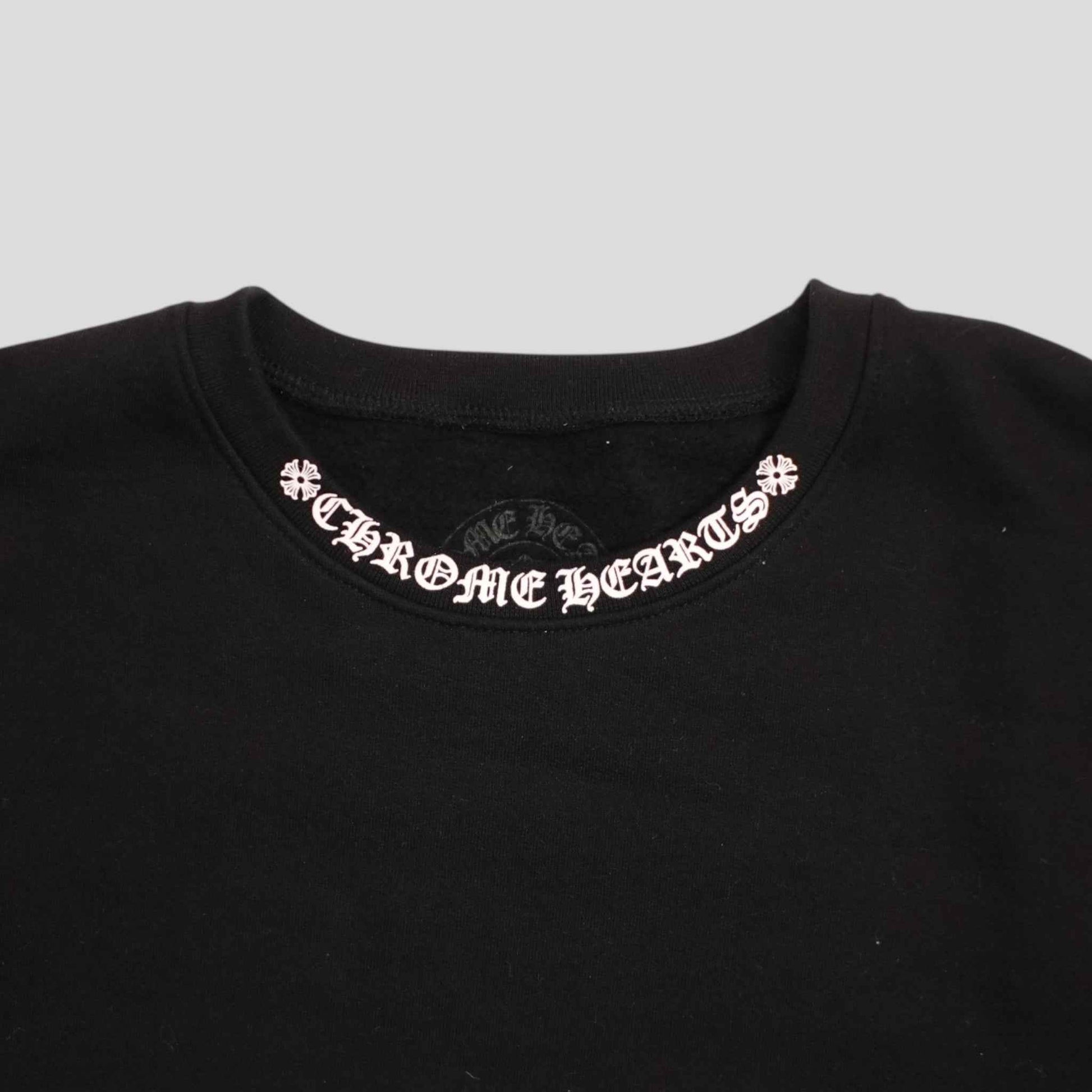 CHROME HEARTS NECK LOGO CREWNECK SWEATSHIRT - BLACK