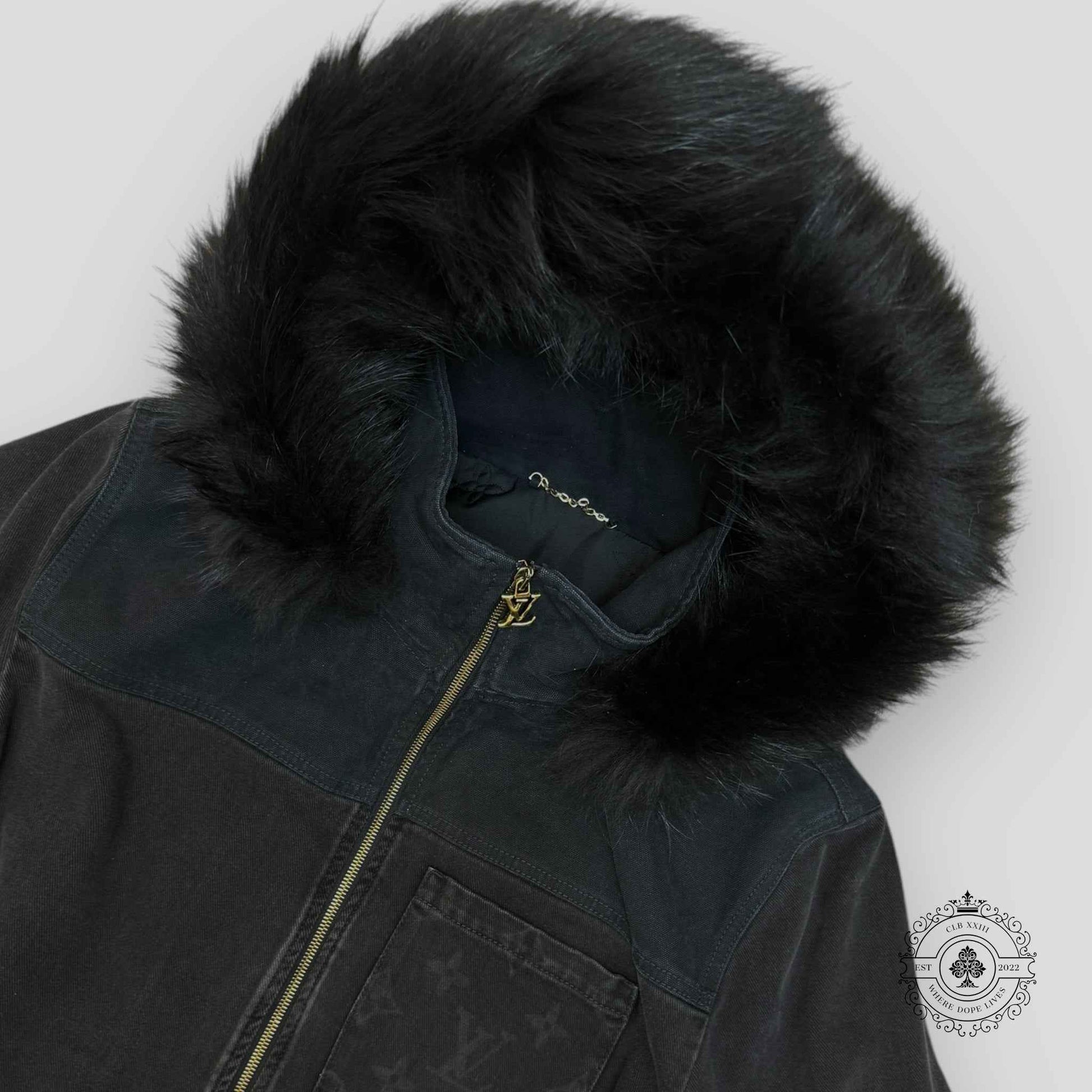Louis Vuitton Denim Blouson With Fur Hood