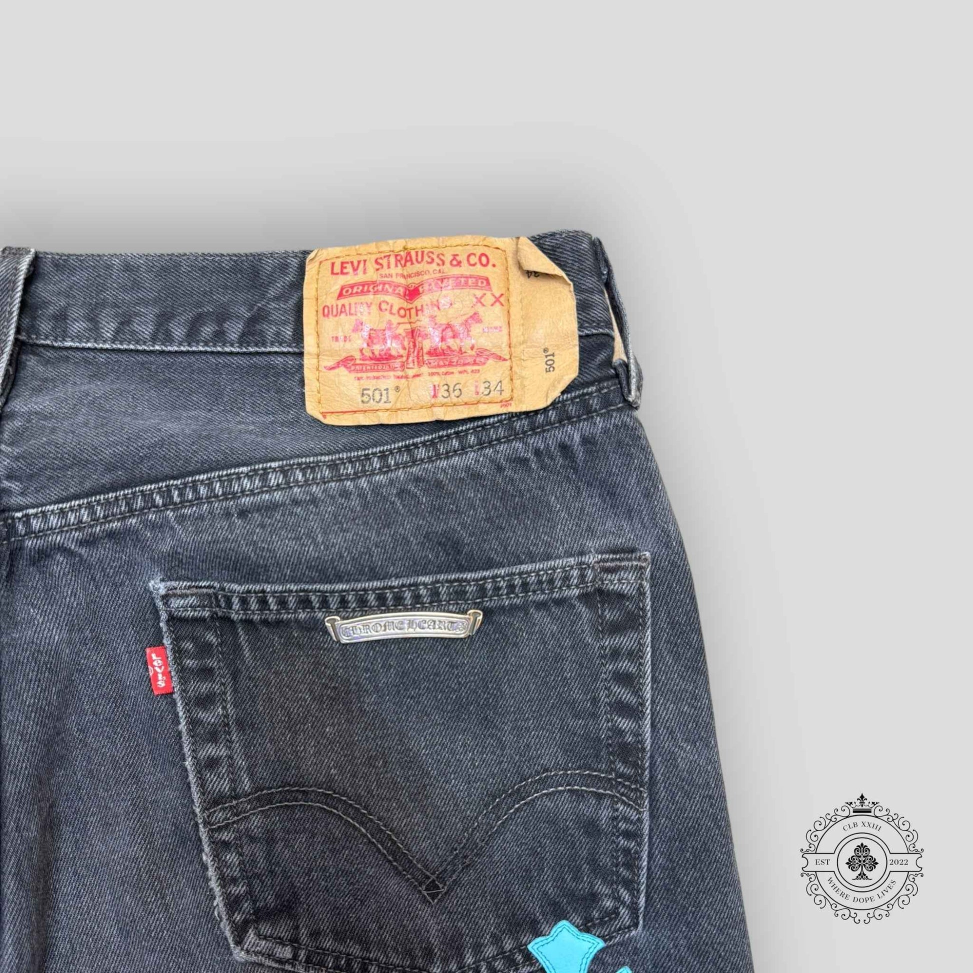 Chrome Hearts Blue Cross Patch Jeans