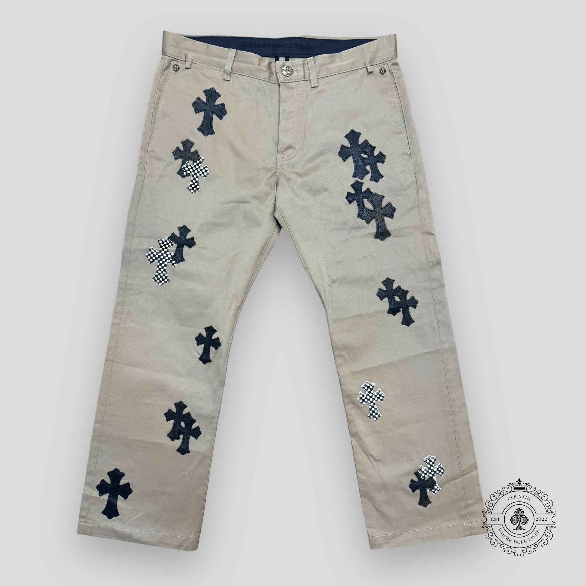 Chrome Hearts Black Checkered Cross Patch Chino Pants