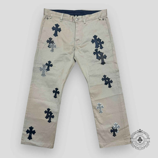 Chrome Hearts Black Checkered Cross Patch Chino Pants