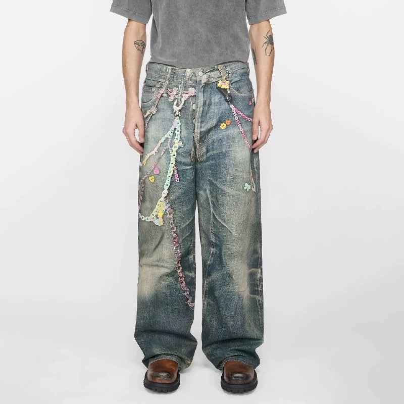 Pastel Chain Print | Denim Jeans