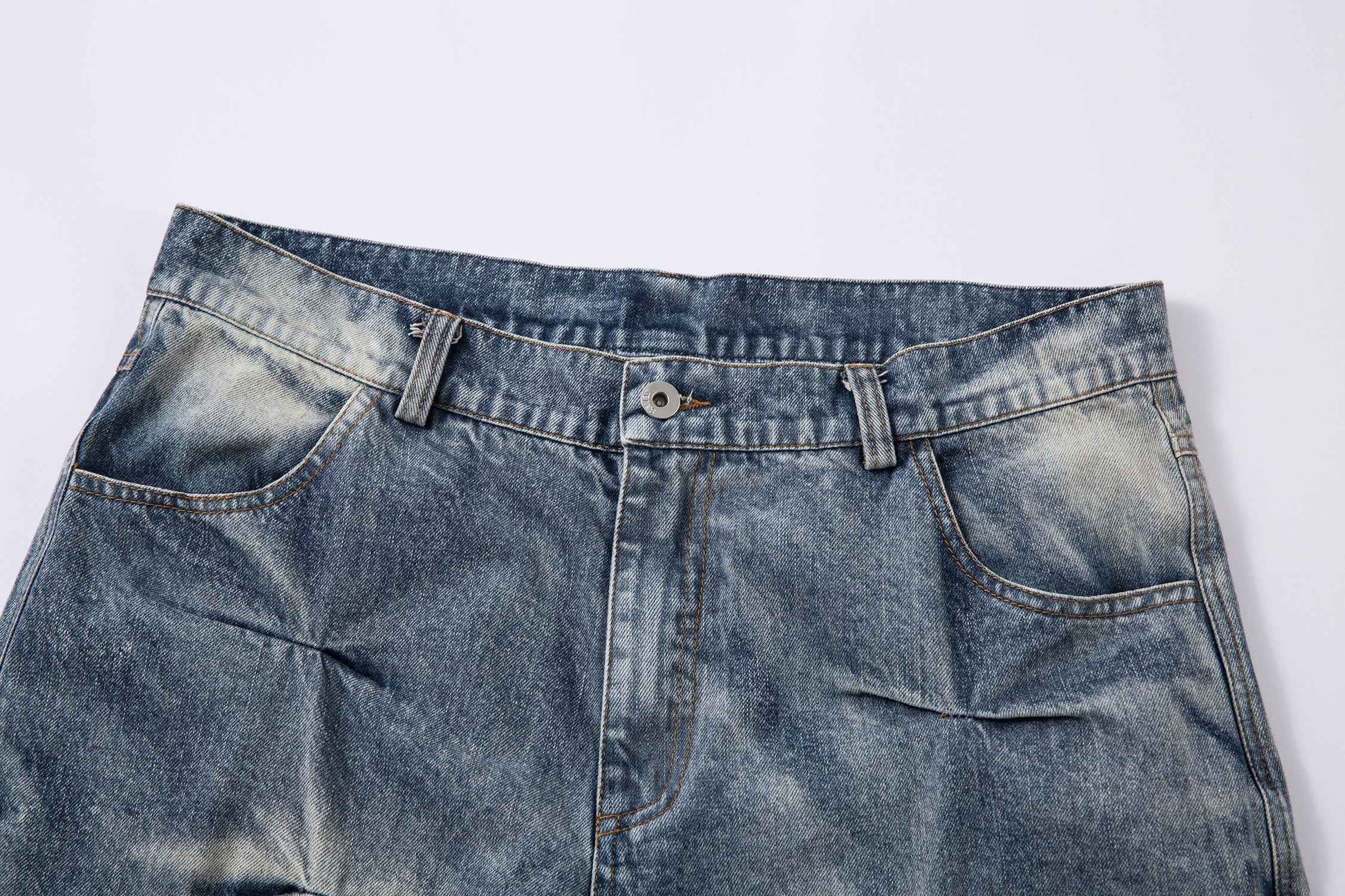 Washed Grid Pleat | Denim Jeans
