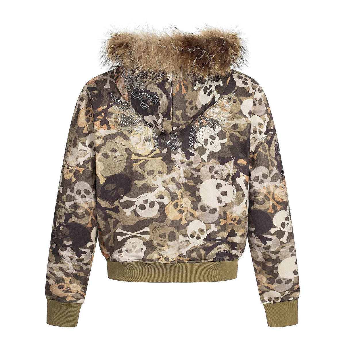 Skull Print Fur Jacket - Oversized Luxury Streetwear Faux-Fur Coat | LuxuryUrbanwear