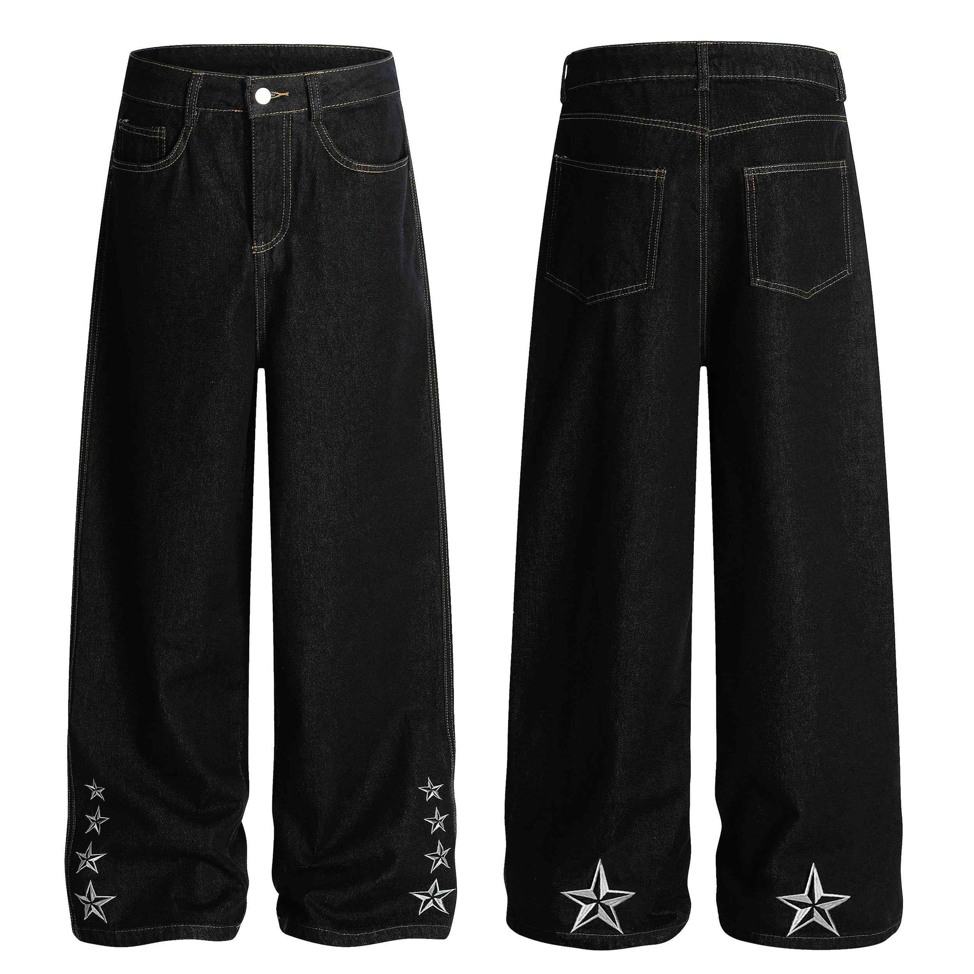 Star Stitching Washed | Wide Jeans