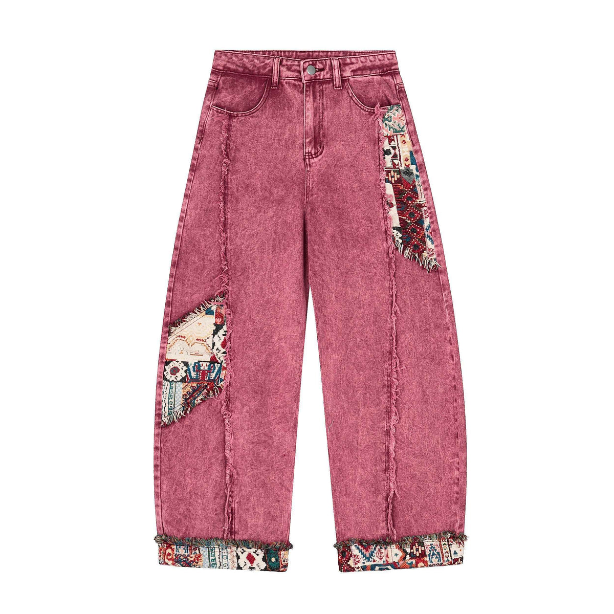 Patch Dream Washed Rose Jeans - Tapestry Patchwork Luxury Denim | LuxuryUrbanwear