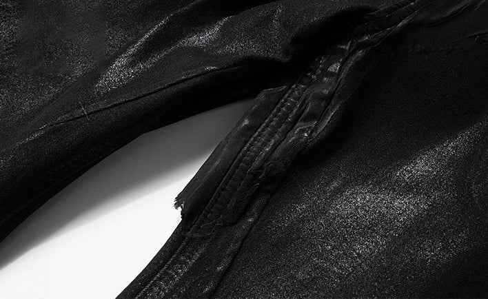 Black Wax Coated Flare Jeans