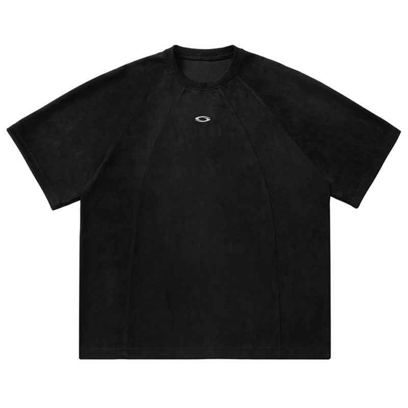 Suede Panel Raglan T-Shirt