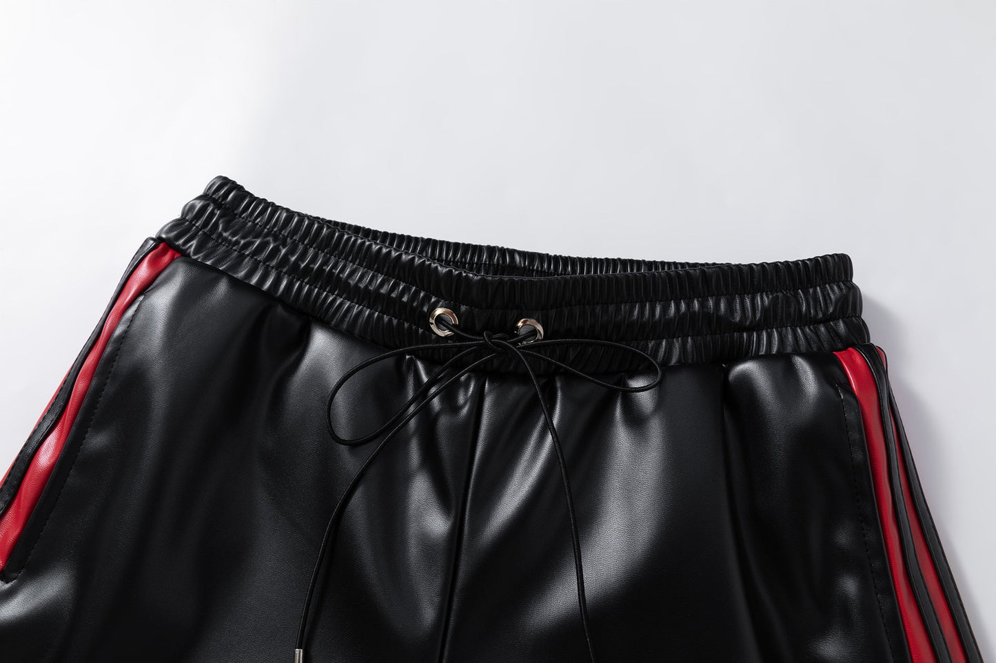 Striped Racing Faux-Leather Shorts