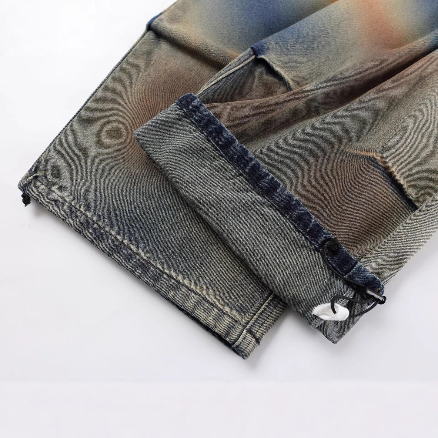 Gradient Sandwash Detachable Tie Baggy Jeans