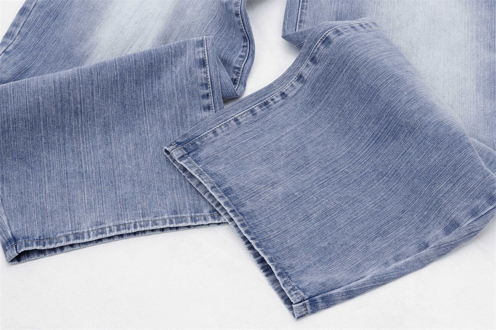Vintage Washed Patchwork Distressed Scimitar Jeans