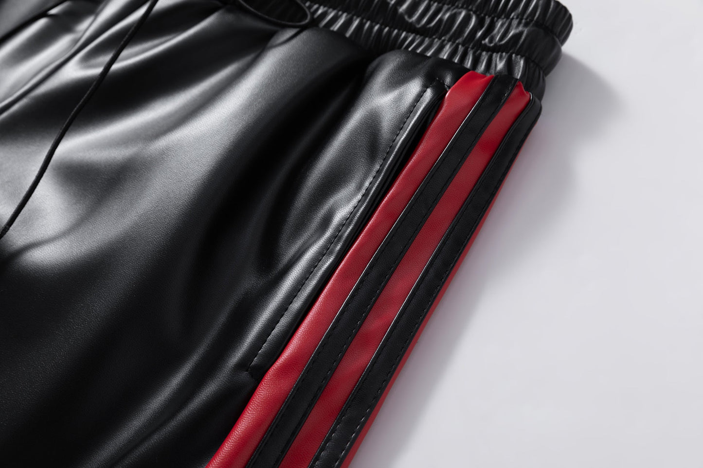 Striped Racing Faux-Leather Shorts