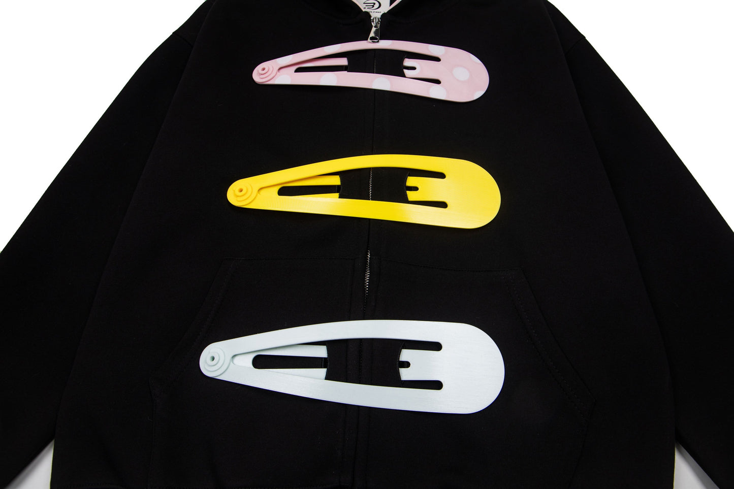 Detachable Hair Clip Decoration Zip Up Hoodie