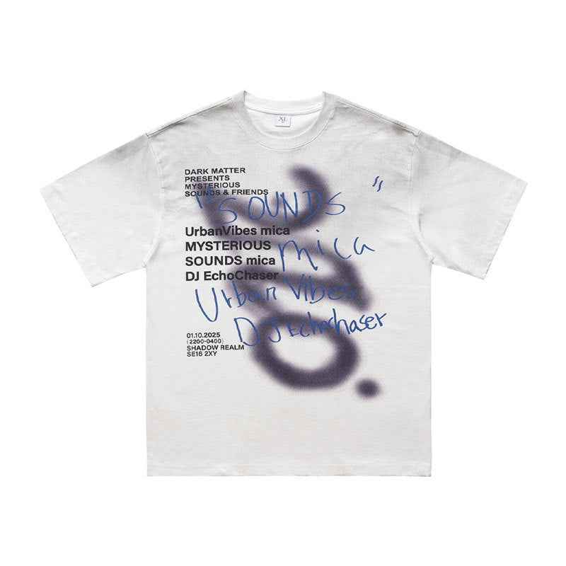 Washed Graffiti Text Print Spray Effect T-Shirt