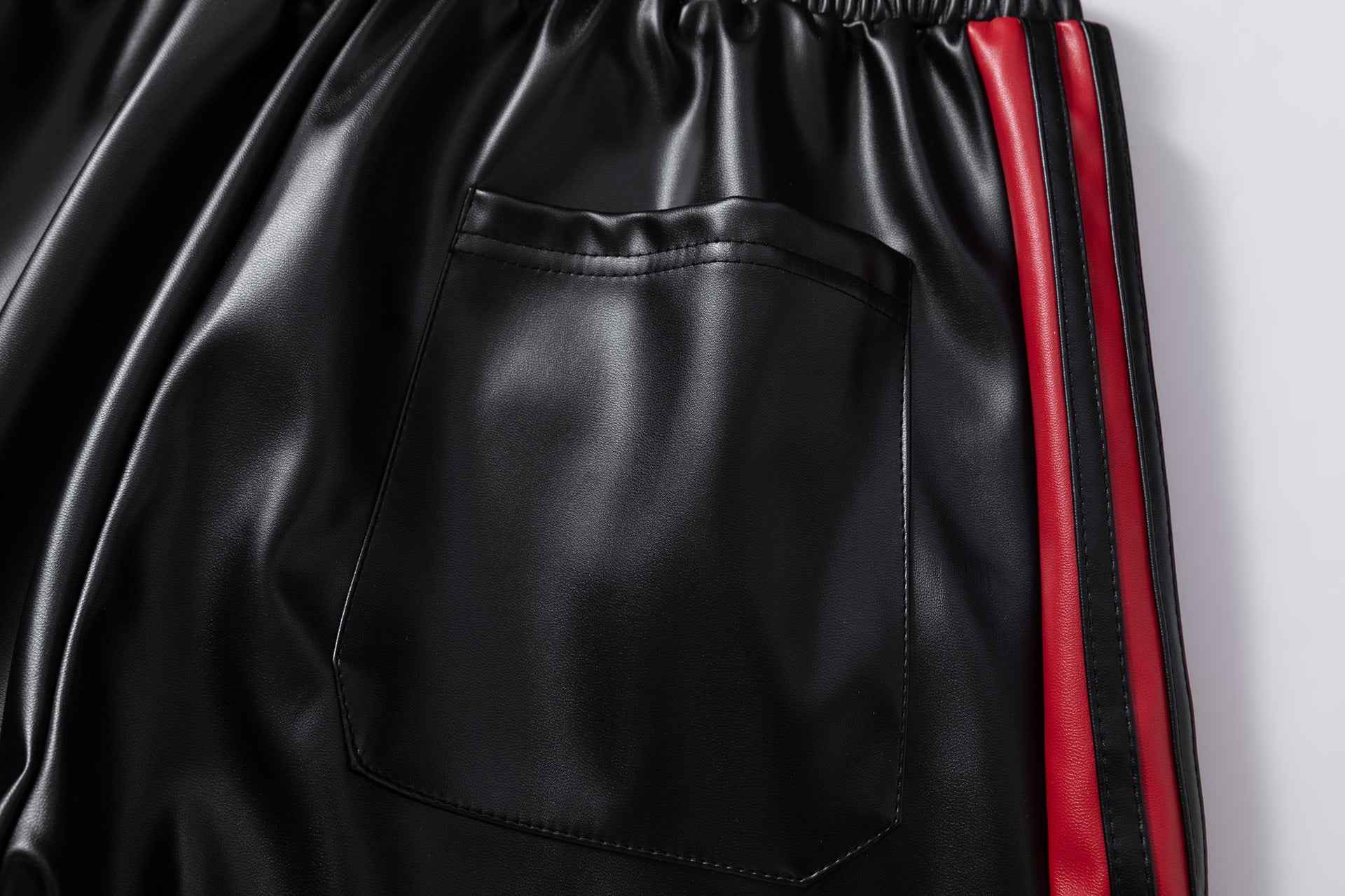 Striped Racing Faux-Leather Shorts