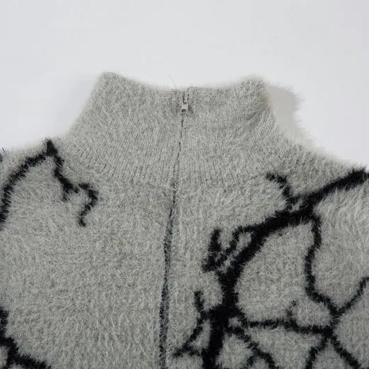 Mohair Thunder Zip Up Sweater Jacket