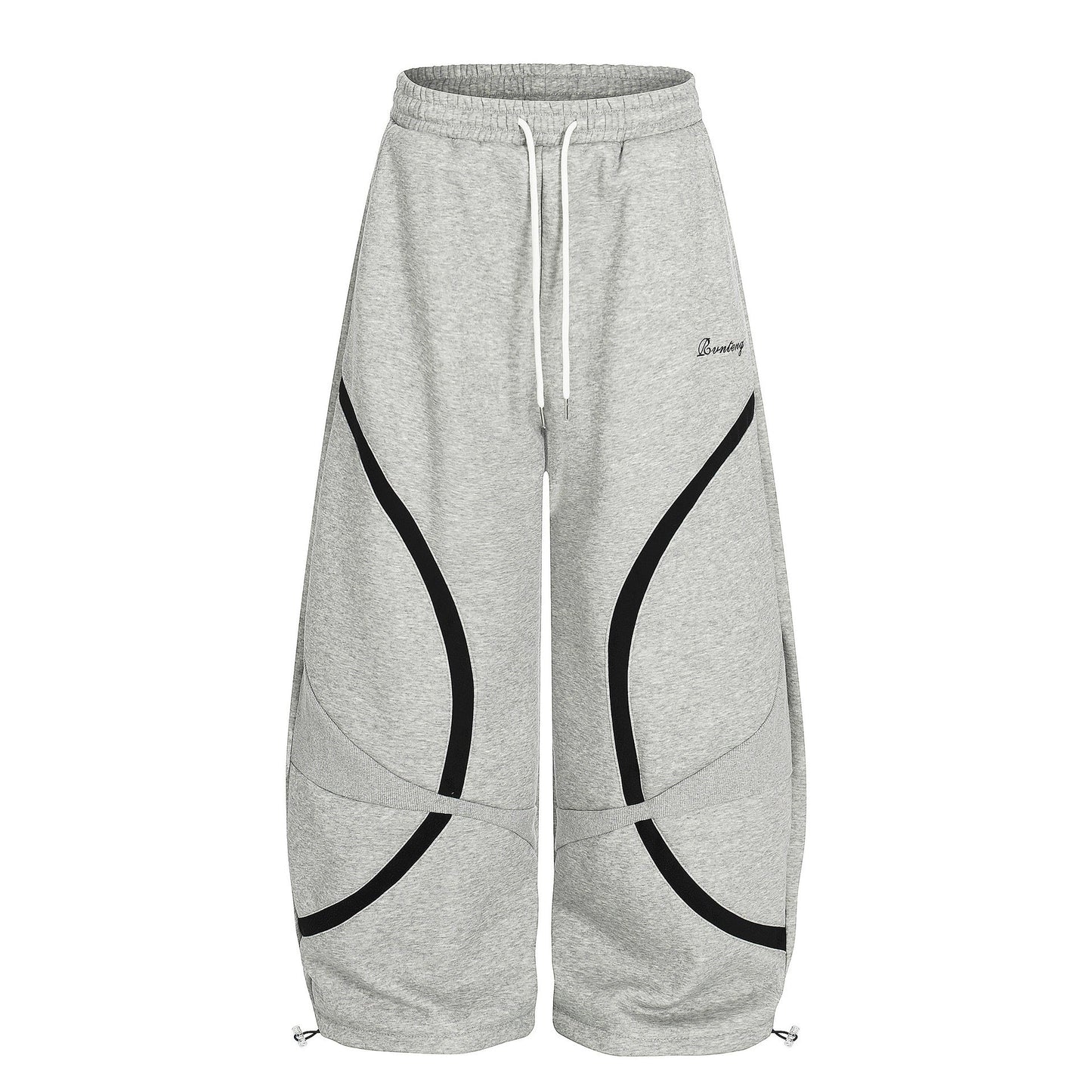 Retro Contrast Panel Drawstring Sweatpants