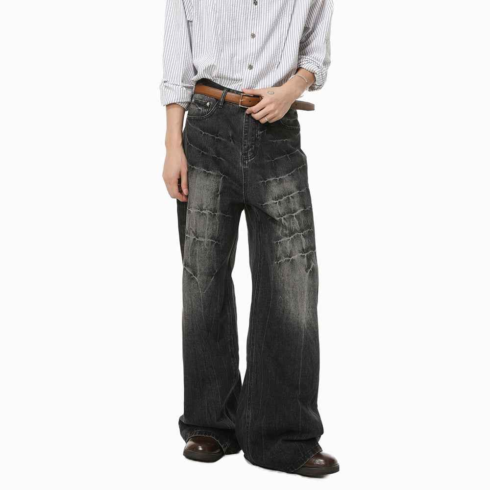 Cross Scratch | Wide Denim Jeans