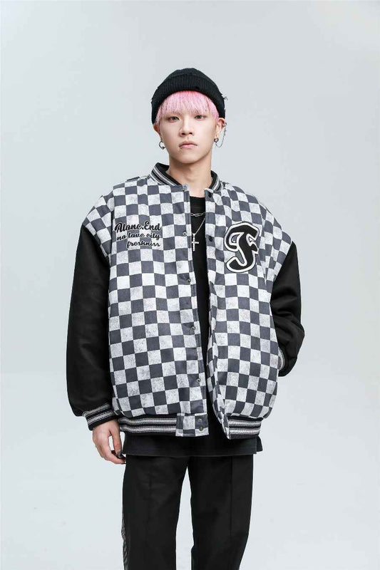 Checkered Winter Bomber Jacket