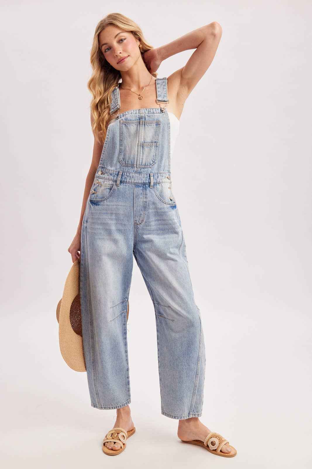 Farrah Denim Barrel Overalls
