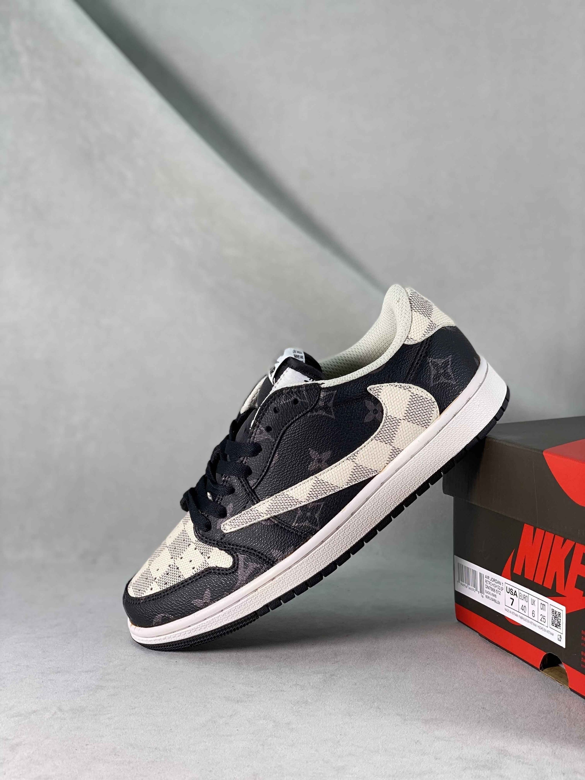 Custom Travis Scott Fragment Air Jordan 1 Low TS x Monogram DM7866-512 SneakerNational