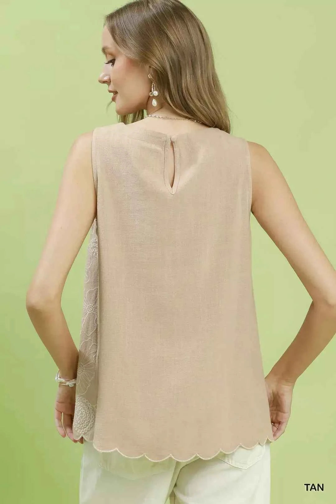 Umgee Floral Embroidered Sleeveless Top