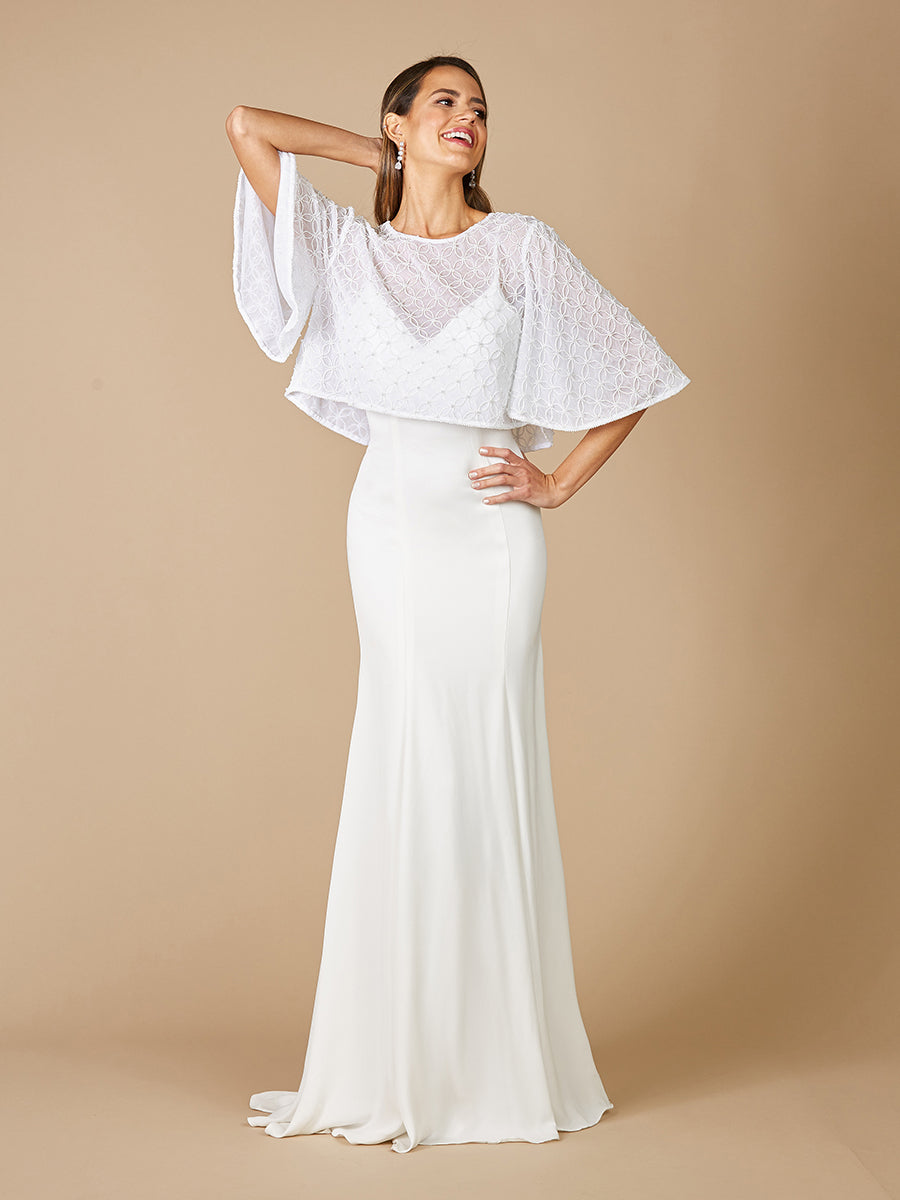 Lara Gina Beaded Tulle Capelet - JUSTLUXURY