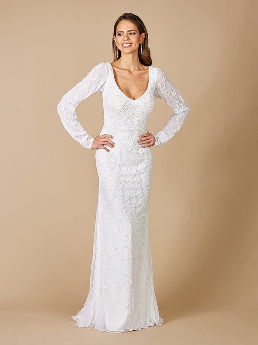 Lara Gigi Romantic Long Sleeve Wedding Dress - JUSTLUXURY