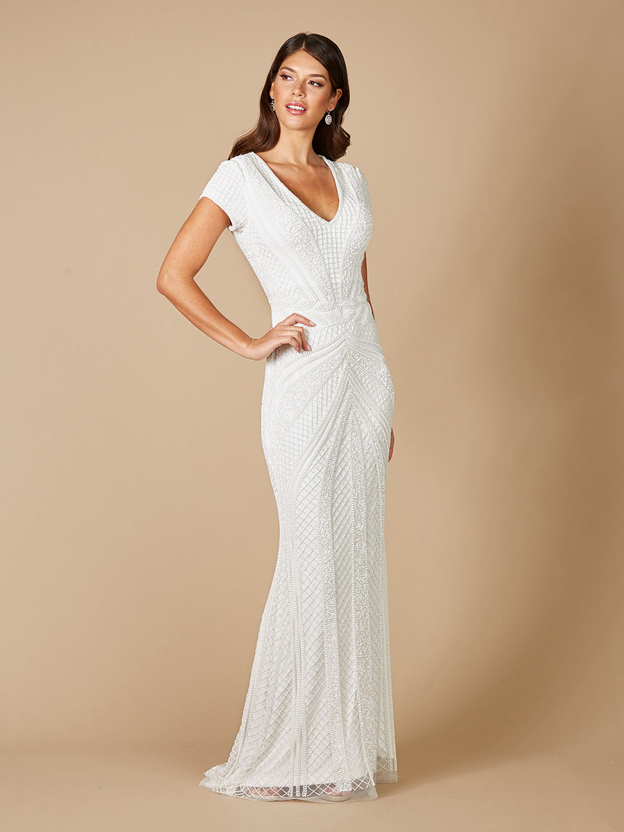 Lara Flavia Fitted Beaded Wedding Gown - JUSTLUXURY