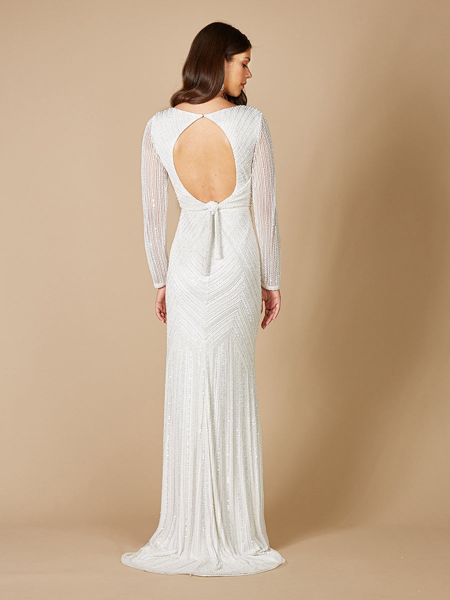 Lara Finley Sheer Sleeve Wedding Gown - JUSTLUXURY