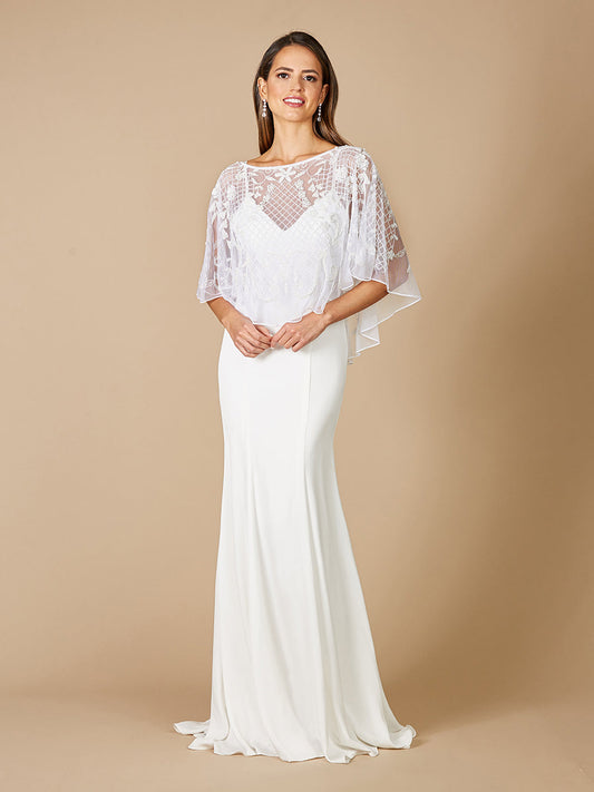 Georgina Beaded Pull-On Bridal Capelet - JUSTLUXURY