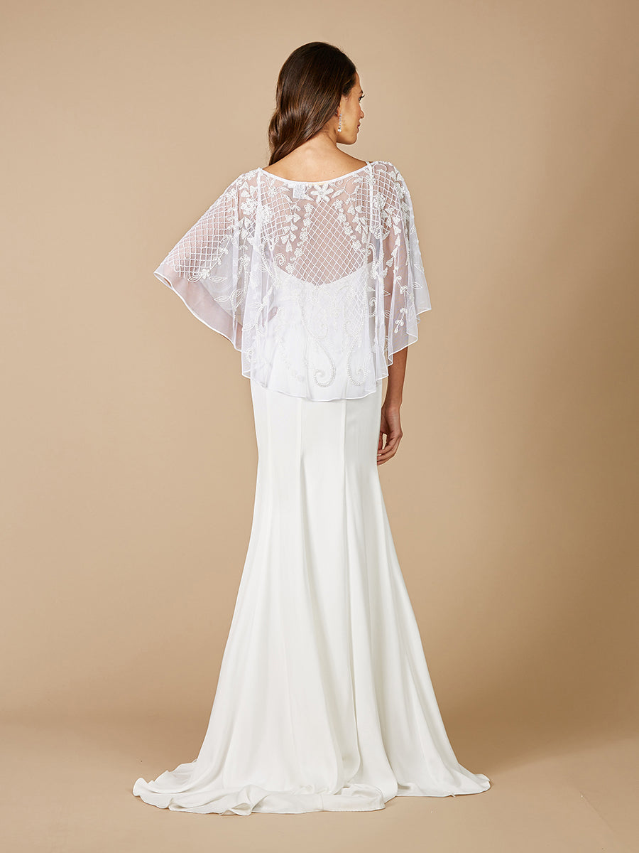 Georgina Beaded Pull-On Bridal Capelet - JUSTLUXURY
